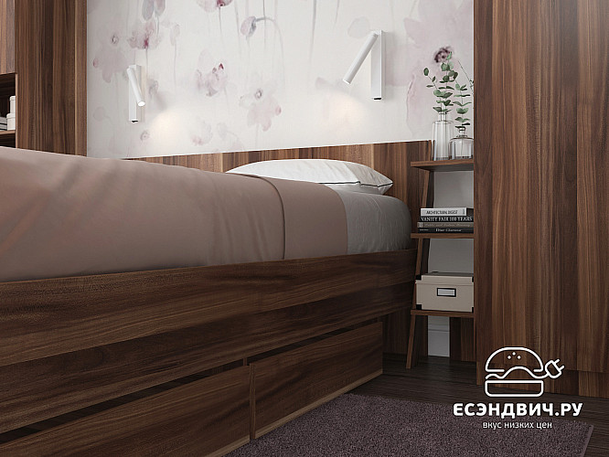 Спальный гарнитур 5 предм. 3200*2410 "Depo apart" (Слива валлис) D_Dp