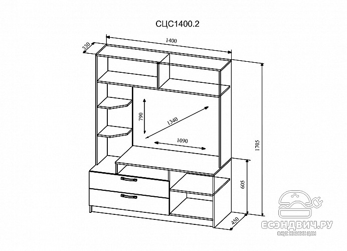 Гостиная 1,4 F "Селин" (Дуб Сонома/Белый глянец) -DSV/Сф/СЦС 1400.2