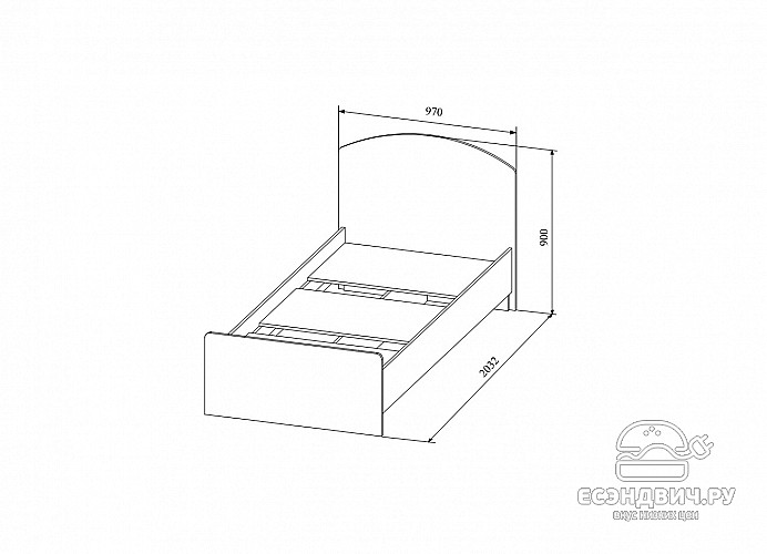 Кровать 900 "Остин" (Дуб Бунратти/Белый с рис.) -DSV/СК/КРД 900.1