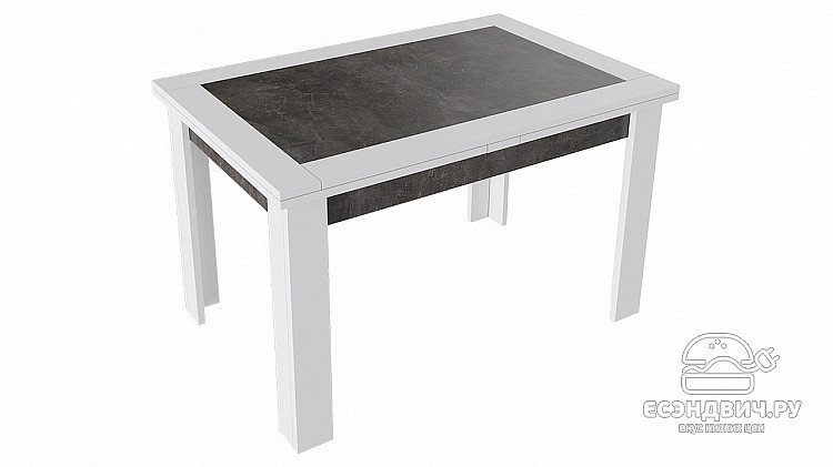 Стол раздвижной L "Hugo" (Белый / Ателье темный) -Tr-Хст4