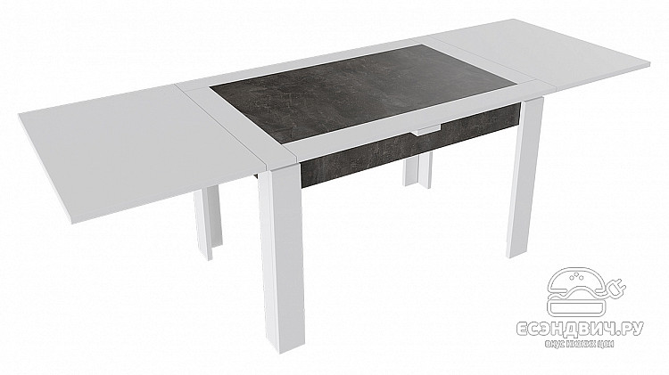 Стол раздвижной L "Hugo" (Белый / Ателье темный) -Tr-Хст4