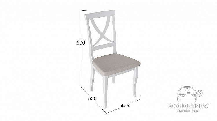 Стул cross "Province" (Белый матовый/Рогожка Серая №110) -Tr-Лн2