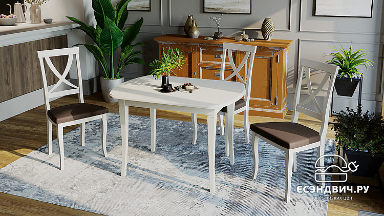 Стул cross "Province" (Слоновая кость/Рогожка Коричневая №112) -Tr-Лн2