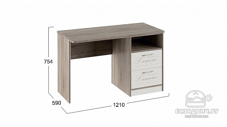 Стол письменный "Melody" (Дуб сонома трюфель/Фон бежевый с рис.) Tr-Br