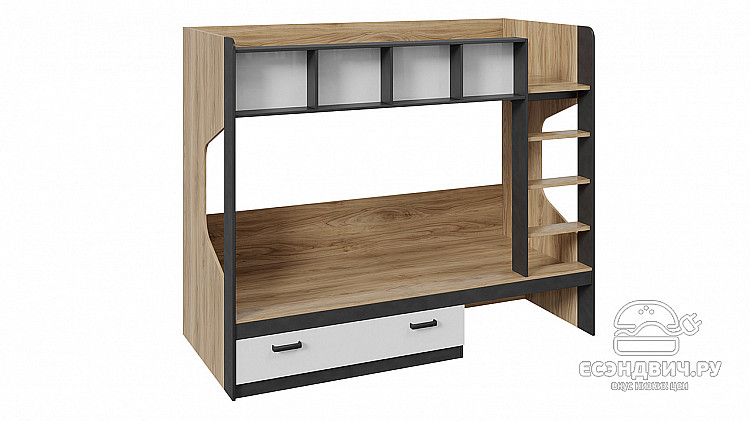 Кровать двухъярусная "Rico"(Яблоня Беллуно/Белый глянец/Матера)-Tr-Рк