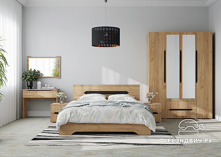 Кровать 1400 "Сеул" (Венге/Крафт золотой) /Gnt/Вг