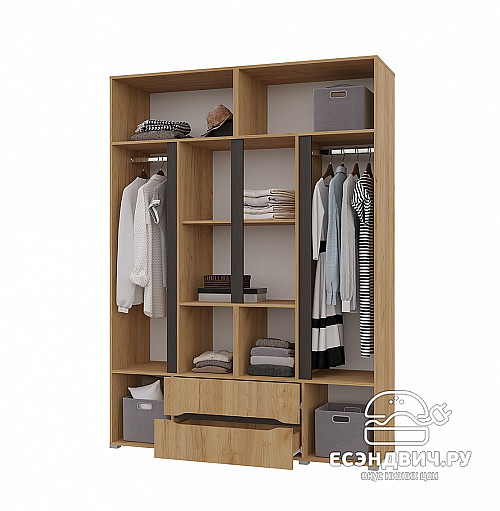 Спальный гарнитур 6 предм. 1,6/4ящ. "Сеул" (Венге/Крафт золотой/Зеркало) /Gnt/Вг2