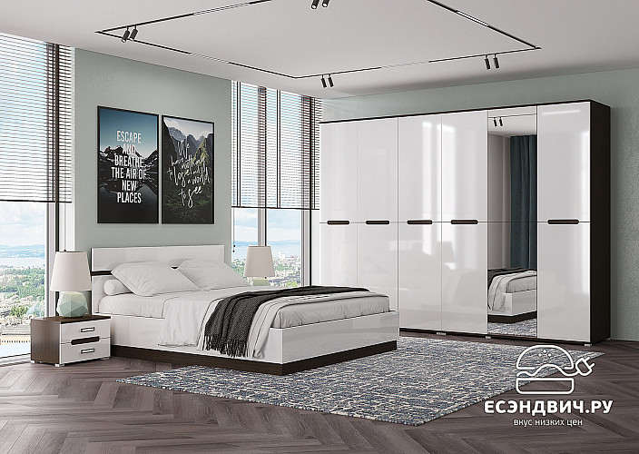 Комод"Алисия" (МДФ) (Венге/Белый глянец) /Gnt/Вгс