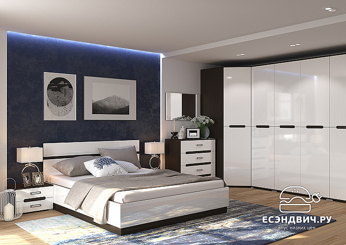 Шкаф 3-х дв. 1,5 "Алисия" (МДФ) (Венге/Белый глянец) /Gnt/Вгс