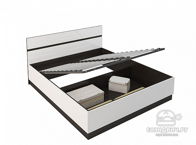 Спальный гарнитур 8 предм. подъемн.мех."Алисия" (МДФ) (Венге/Белый глянец) /Gnt/Вгс2