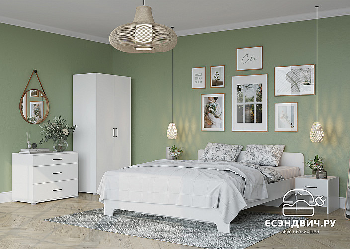 Кровать 1600 "Сандро" (Белый) /Gnt/Vr