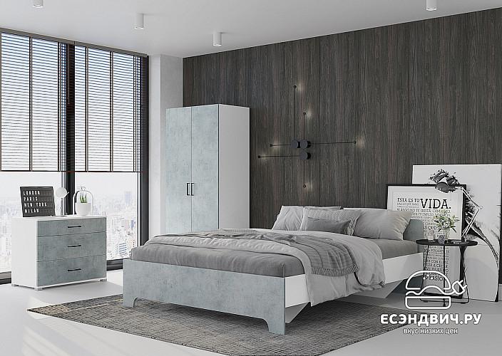 Шкаф 2-х дв. 0,8/1,83 "Сандро" (Белый/Бетон) /Gnt/Vr