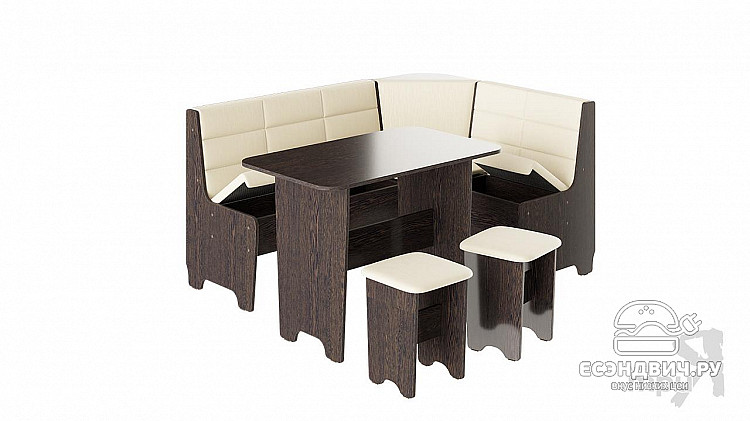 Кухонный уголок plus "Solar" (Венге/Экокожа Кашемир Крем) -Tr-Тх