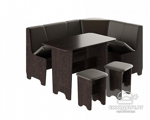 Кухонный уголок "Solar" (Венге/Экокожа коричневая) -Tr-Тх