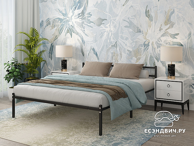 Кровать 1600 с ортопед.осн. лофт "Аллегро" (Металл черный)-Dmk/Лф