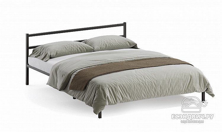 Кровать 1600 с ортопед.осн. лофт "Аллегро" (Металл черный)-Dmk/Лф