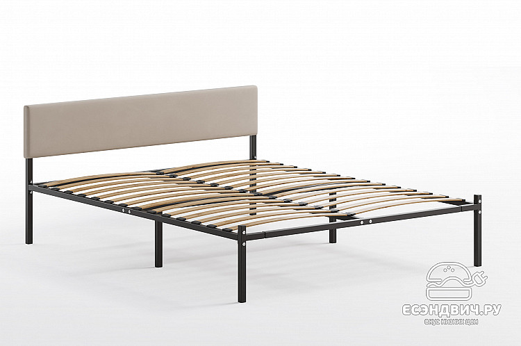 Кровать 1400 с ортопед.осн. лофт "Аллегро" (Металл черный/Велюр Vivaldi 4)-Dmk/Лф