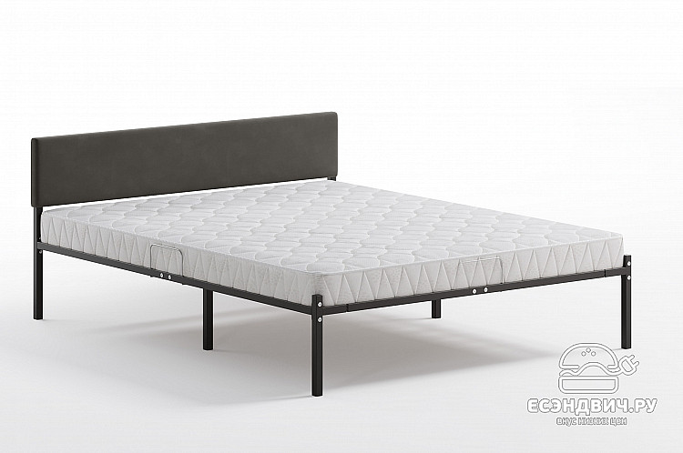 Кровать 1600 с ортопед.осн. лофт "Аллегро" (Металл черный/Велюр Vivaldi 37)-Dmk/Лф