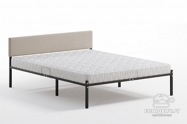 Кровать 1600 с ортопед.осн. лофт "Аллегро" (Металл черный/Велюр Vivaldi 4)-Dmk/Лф