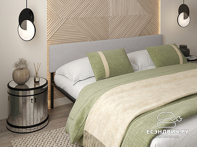 Кровать 1800 с ортопед.осн. лофт "Аллегро" (Металл черный/Велюр Vivaldi 4)-Dmk/Лф