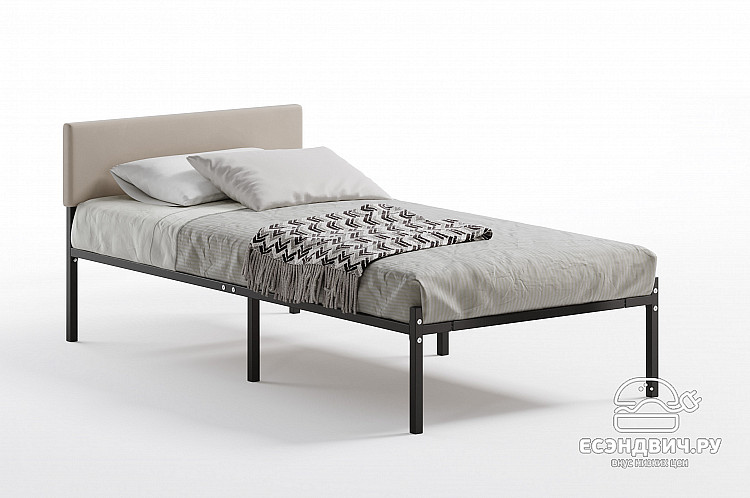 Кровать 900 с ортопед.осн. лофт "Аллегро" (Металл черный/Велюр Vivaldi 4)-Dmk/Лф