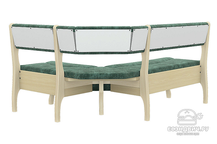 Скамья угловая "Беркли"(Велюр Fresca jungle green/Дерево бесцветный лак)/Эл