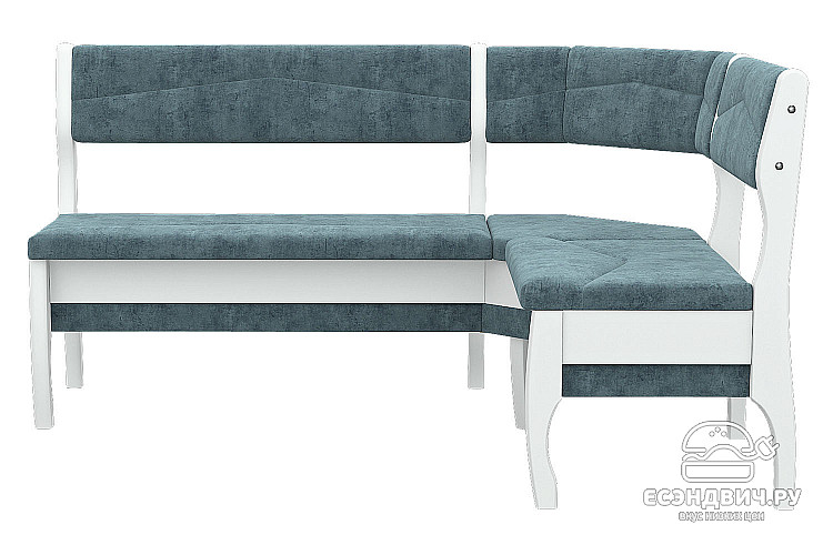 Скамья угловая "Беркли"(Велюр Fresca ocean/Дерево цвет Снег)/Эл