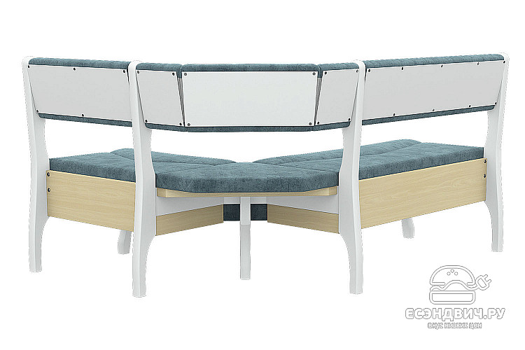Скамья угловая "Беркли"(Велюр Fresca ocean/Дерево цвет Снег)/Эл