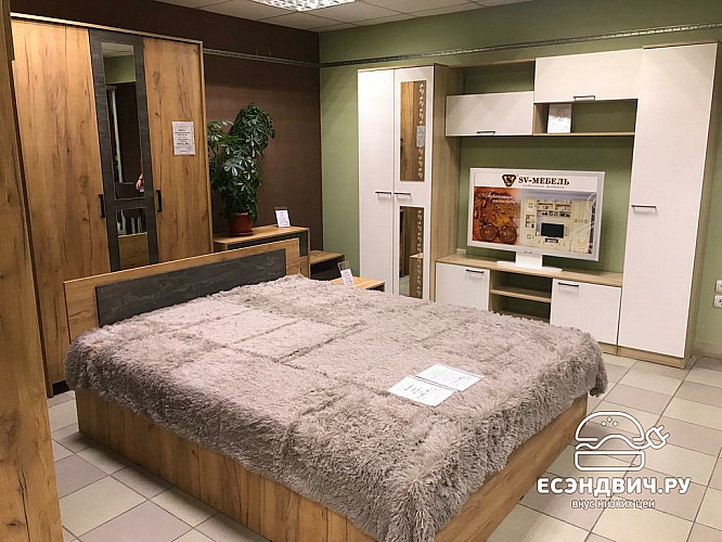 Спальный гарнитур 5 предм."Ромбус" (Дуб золотой / Камень тёмный) SV/NNM