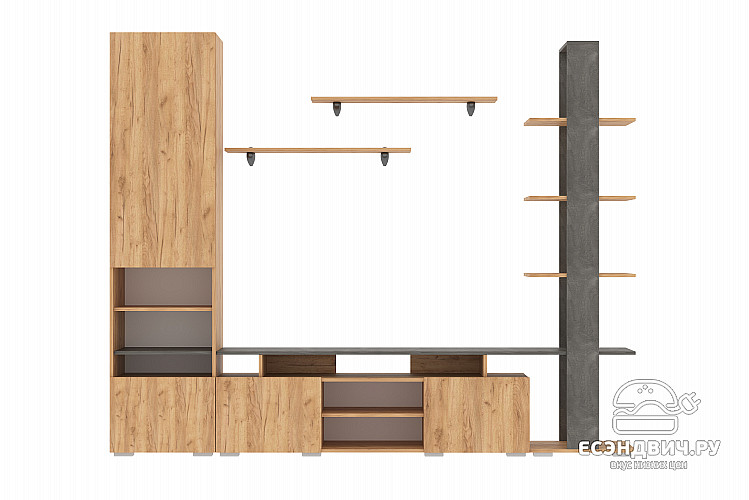Гостиная 2,5  "Ромбус" (Дуб Золотой/Дуб золотой / Камень тёмный) SV/NNM2