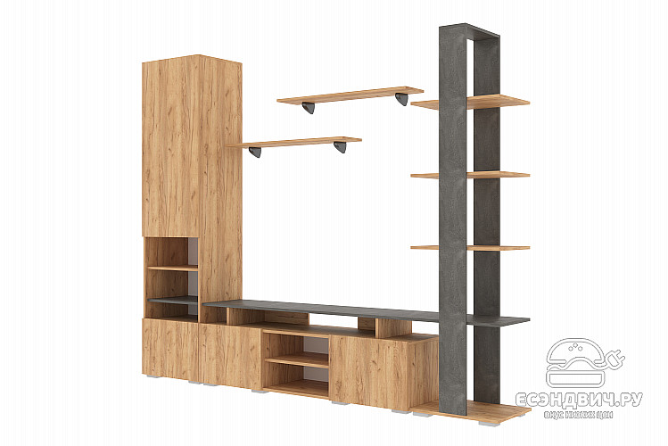 Гостиная 2,5  "Ромбус" (Дуб Золотой/Дуб золотой / Камень тёмный) SV/NNM2