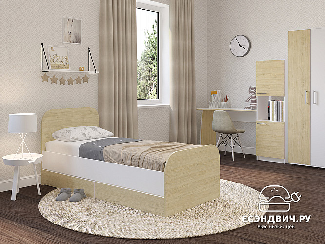 Кровать 800 "Лаворо" (Белый/Пикард) D_Isl