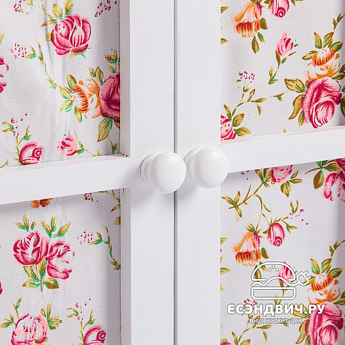 Комод гладильный 3 корз. "Бриджит"(МДФ/Дерево цвет белый/Ткань розы) Tch/15543