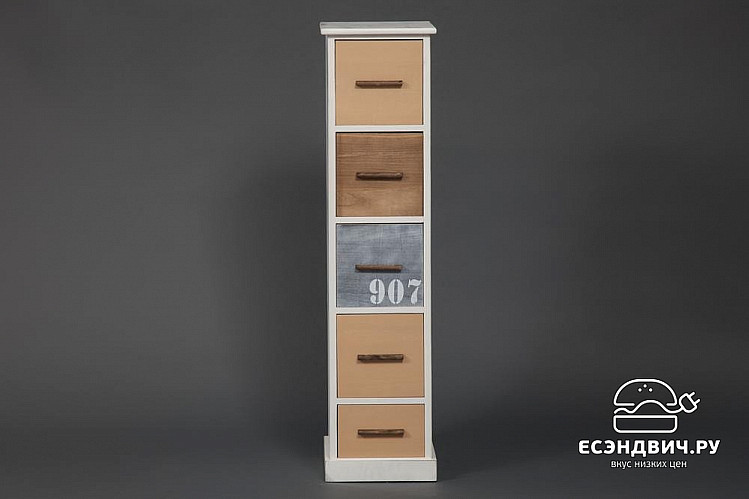 Комод 5 ящ. maritime "Вэнди"(МДФ/Дерево цвет Антик/Коричневый) Tch/11490