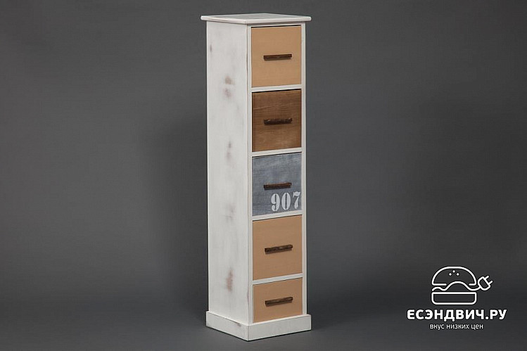 Комод 5 ящ. maritime "Вэнди"(МДФ/Дерево цвет Антик/Коричневый) Tch/11490