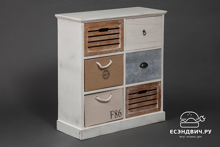 Комод 6 ящ. maritime "Вэнди"(МДФ/Дерево цвет Антик) Tch/11491
