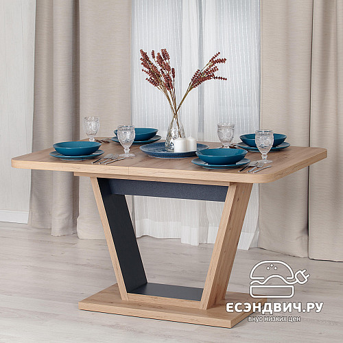 Стол раздвижной "Вокс" (Дуб артисан/Графит) Tch/19124