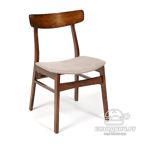 Стул  "Рэй" (Дерево цвет Тёмный Дуб/Велюр бежевый) Tch/13808