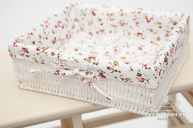 Комод 5 ящ./5 корз.cabas "Бриджит"(МДФ/Дерево цвет слоновая кость/Ткань розы) Tch/9743