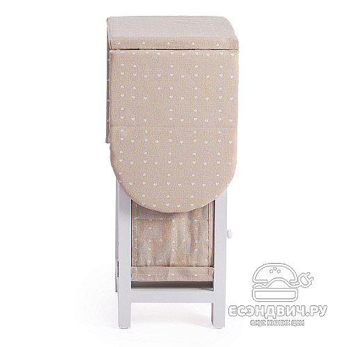 Комод гладильный 2 ящ. "Бриджит"(МДФ/Дерево цвет белый/Ткань бежевая) Tch/15547