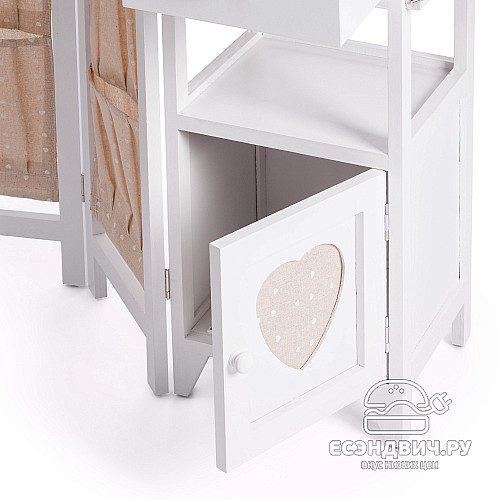 Комод гладильный 2 ящ. "Бриджит"(МДФ/Дерево цвет белый/Ткань бежевая) Tch/15547