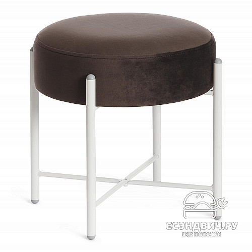Банкетка "Фьюжн"(Велюр Темно-коричневый/Металл Белый) Tch/19245