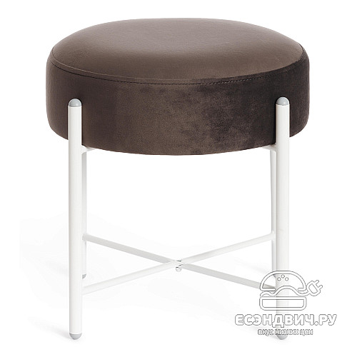 Банкетка "Фьюжн"(Велюр Темно-коричневый/Металл Белый) Tch/19245