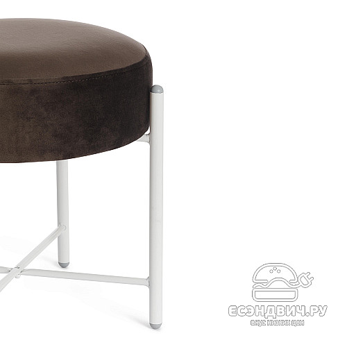 Банкетка "Фьюжн"(Велюр Темно-коричневый/Металл Белый) Tch/19245