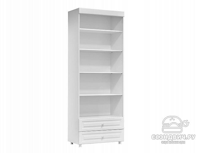 Стеллаж (410) с ящ. duble "Родос"(МДФ)(Белый/Белое дерево)/Vs/АФ-51