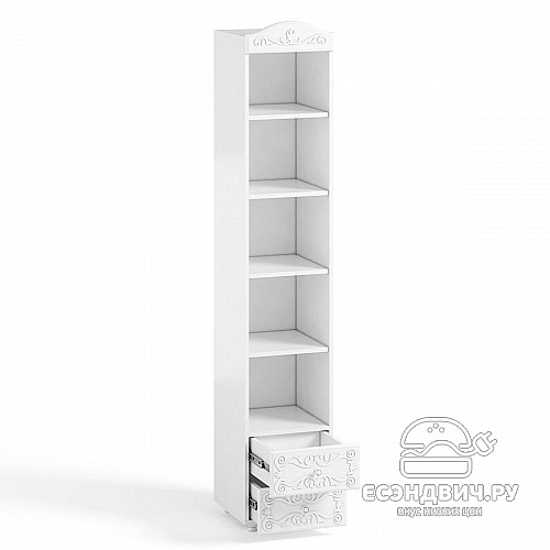 Стеллаж (410) с ящ. "Римини"(МДФ)(Белый/Белое дерево)/Vs/ИТ-38