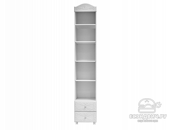 Стеллаж (410) с ящ. "Римини"(МДФ)(Белый/Белое дерево)/Vs/ИТ-38