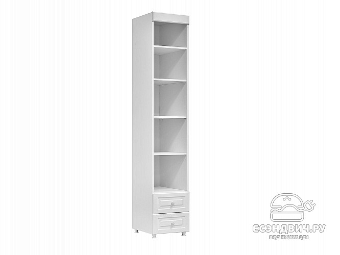 Стеллаж (410) с ящ. "Родос"(МДФ)(Белый/Белое дерево)/Vs/АФ-38