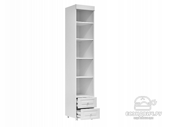 Стеллаж (560) с ящ. "Родос"(МДФ)(Белый/Белое дерево)/Vs/АФ-40