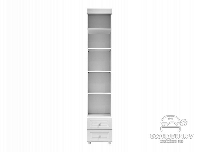 Стеллаж (560) с ящ. "Родос"(МДФ)(Белый/Белое дерево)/Vs/АФ-40